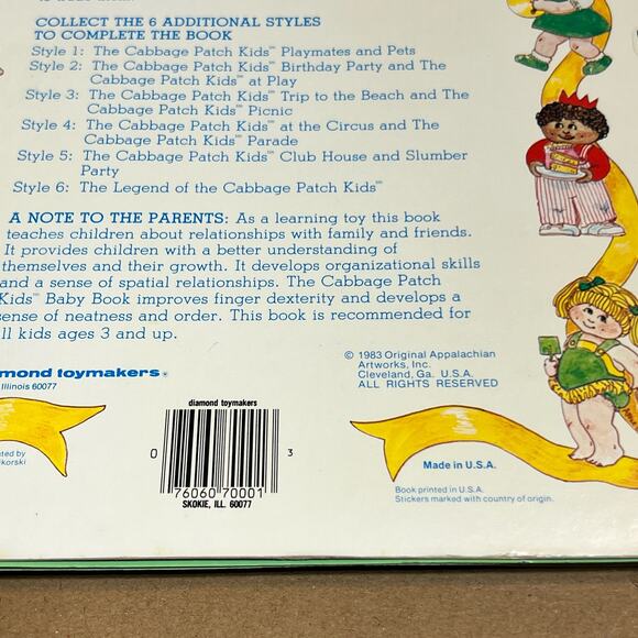 Vintage 1983 Cabbage Patch Kids Puffy Sticker Book by Diamond Toys Used Stickers - Picture 6 of 16